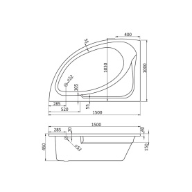 Ванна акриловая Santek Гоа 150x100 с гидромассажем левая Комфорт 1WH112388 в Сочи 1