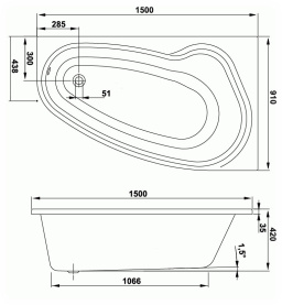 Каркас Riho Nora 160x90 L для асимметричной ванны металлический в Сочи 2