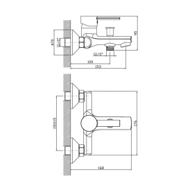 Смеситель GERA (арт. GE61611341) для ванны короткий изл.,карт.35мм Zollen в Сочи 2