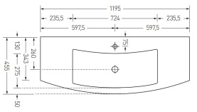 Раковина Акватон SEVIGLIA 120x12 (1195x455) FLOAT VIOLA MET в Сочи 1