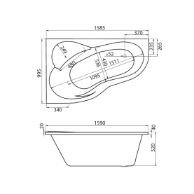 Ванна акриловая Santek Ибица XL 160x100 с гидромассажем левая Базовая Плюс 1WH112372 в Сочи 1