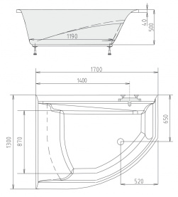 Каркас Alpen 170x110 для асимметричной ванны металлический в Сочи 1