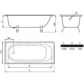 Ванна стальная Estap Classic-A 140x70 прямоугольная в Сочи 2