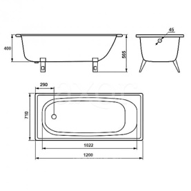 Ванна стальная Estap Classic-A 120x70 прямоугольная в Сочи 2