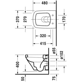 Унитаз подвесной Duravit Durastyle 370x480 мм 2539090000 компактный, с вертикальным смывом, без крепления в Сочи 1