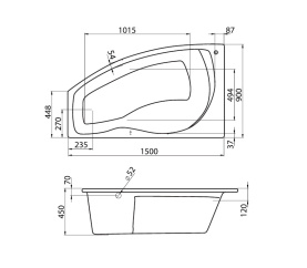 Ванна акриловая Santek Майорка 150x90 с гидромассажем левая Базовая 1WH112346 в Сочи 1