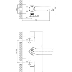 Смеситель HEIDE (арт. HE61620741) для ванны короткий изл, с аксессуарами Zollen в Сочи 2