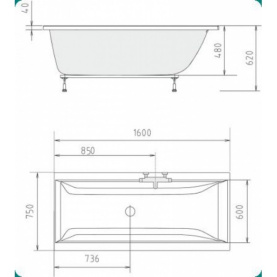 Акриловая ванна Vagnerplast Cavallo 180x80 прямоугольная VPBA180CAV2X-01 в Сочи 1