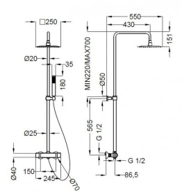 Душевая колонна Cezares MOLVENO-CD-T-01-Cr с девиатором в Сочи 1