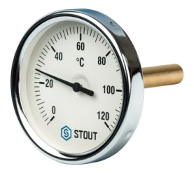 Термометр биметаллический с погружной гильзой. Корпус Dn 80 мм, гильза 75 мм 1 STOUT SIM-0001-807515 в Сочи 0