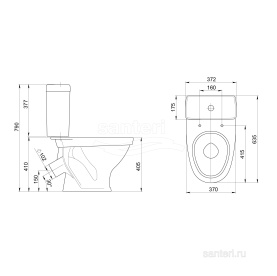 Унитаз-компакт Santeri (Воротынск) Форвард белый крап, +арматура, +сиденье в Сочи 6