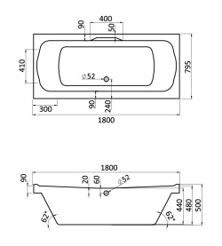 Ванна акриловая Santek Корсика 180x80 с гидромассажем Комфорт Плюс 1WH112396 в Сочи 1