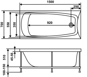 Ванна акриловая Vidima Сириус 160х70 см B155601, белая в Сочи 3