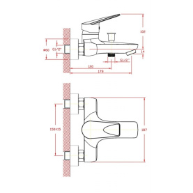 Смеситель WORMS (арт. WO61411441) для ванны короткий изл., карт. 40 мм Zollen в Сочи 2