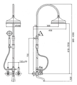 Душевая колонна Cezares FIRST-CVD-03/24-Bi со смесителем для ванны в Сочи 1