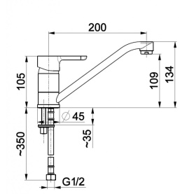 Смеситель GRANAT (5523-914-00) для кухни, повор.изл. 200мм, G12 Armatura KFA в Сочи 2