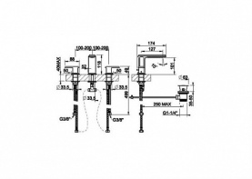 Смеситель для раковины на 3отв с дон.клап хром GESSI 46012#031 в Сочи 2