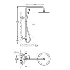 Душевая колонна Cezares SIESTA-CD-T-01 с термостатическим смесителем верхним и ручным душем в Сочи 1